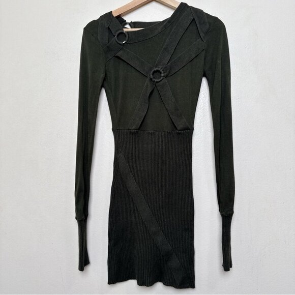 LAMB by Gwen Stefani Womens Small Military Gorp Core Mini Ribbed Dress - Picture 2 of 13